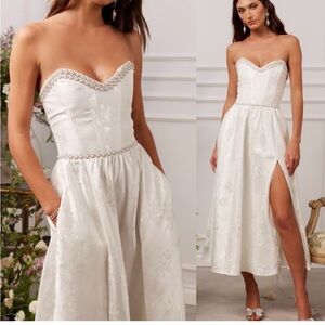 V. Chapman White Strapless Midi Dress
